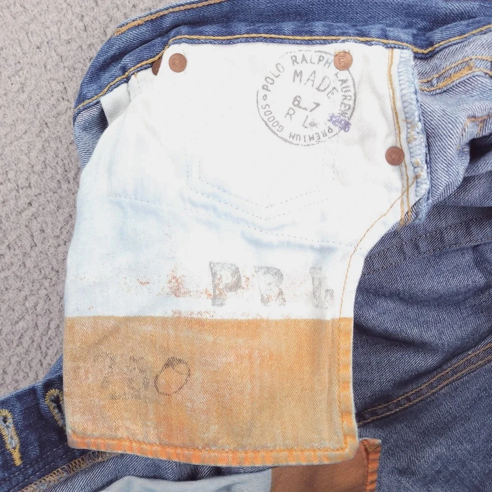 POLO Ralph Lauren Jeans Mens 34x30 Bootcut 750 Button Fly 100% Cotton Blue Denim